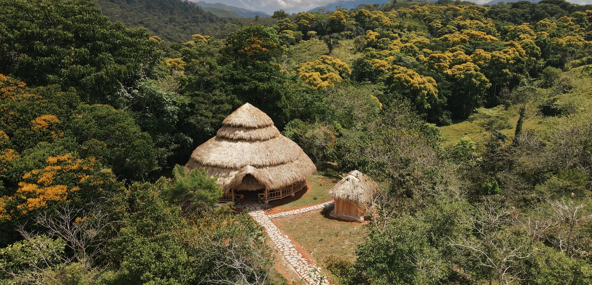 The Maloca — empty at dawn, circle of cushions
