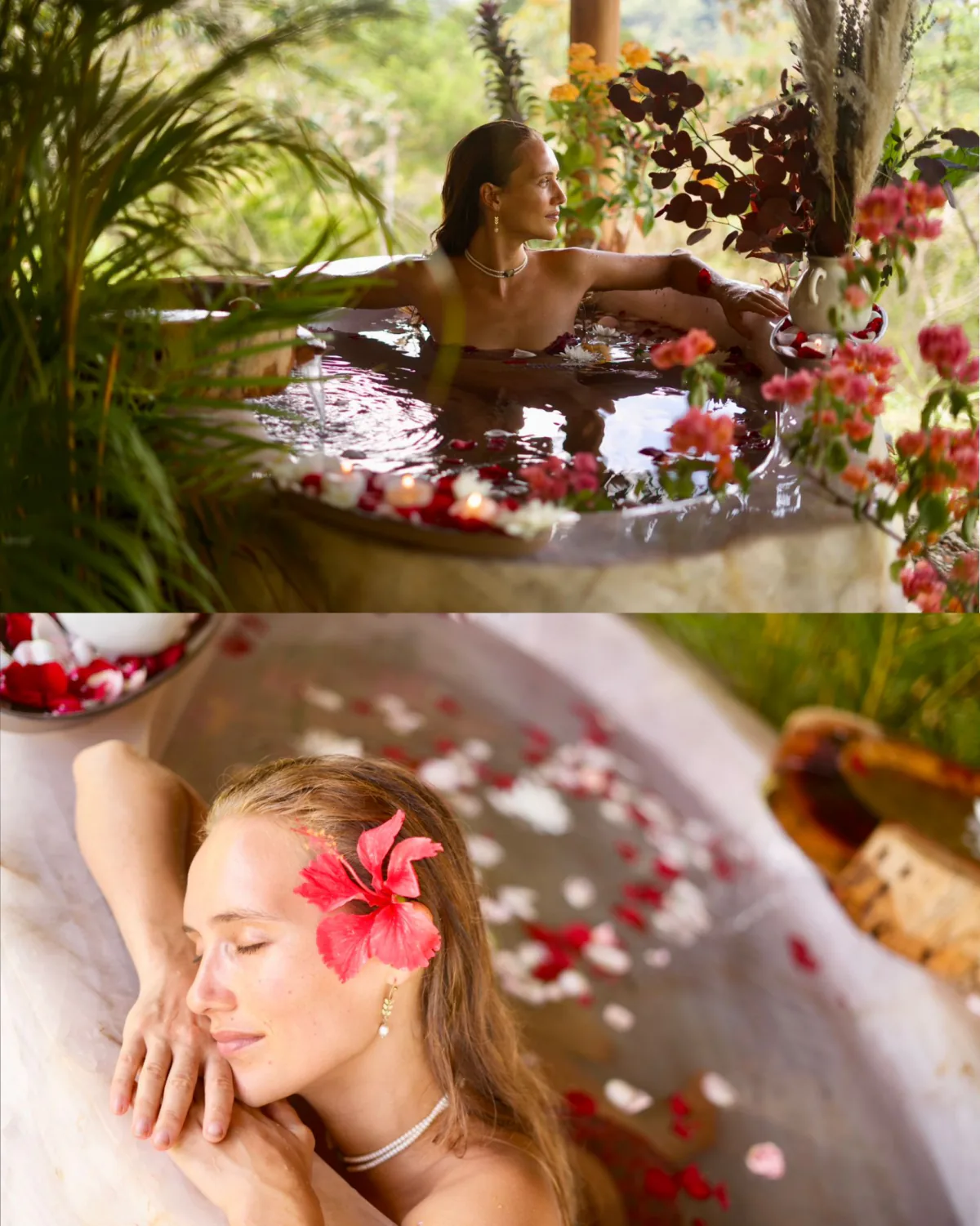 The Spa — rose quartz tub and flower baths