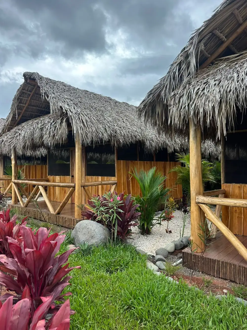 Cabins set into the gardens