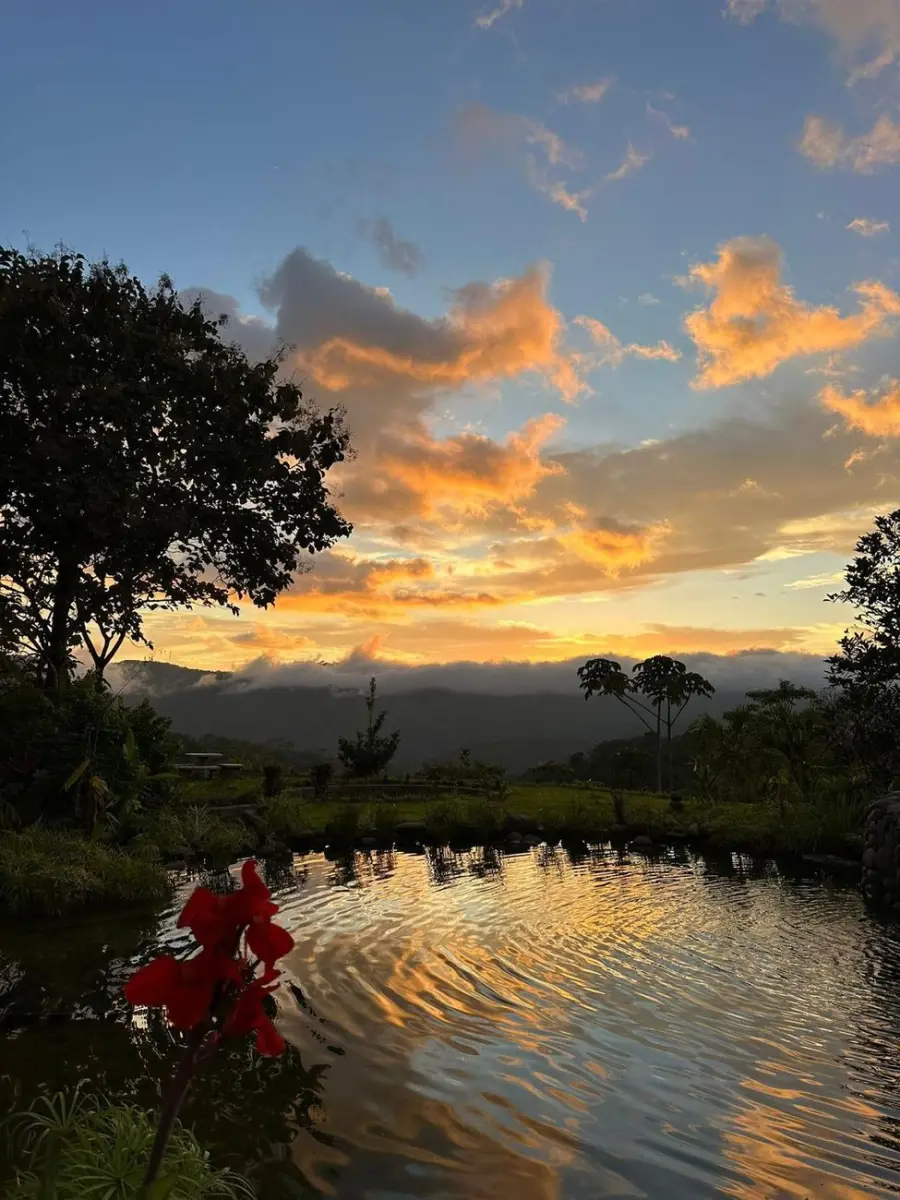 Natural pool at sunset