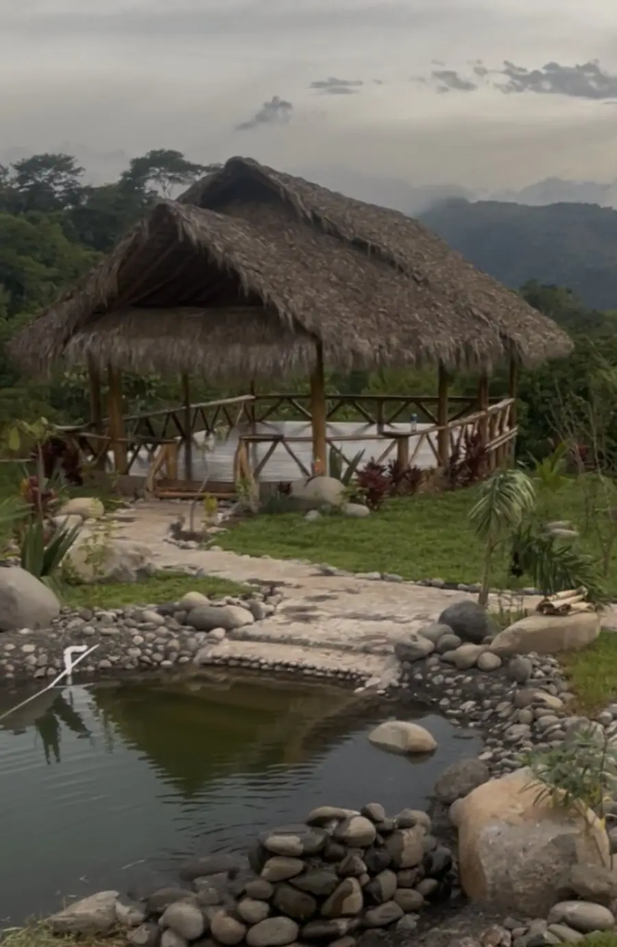 The natural pool below the shala